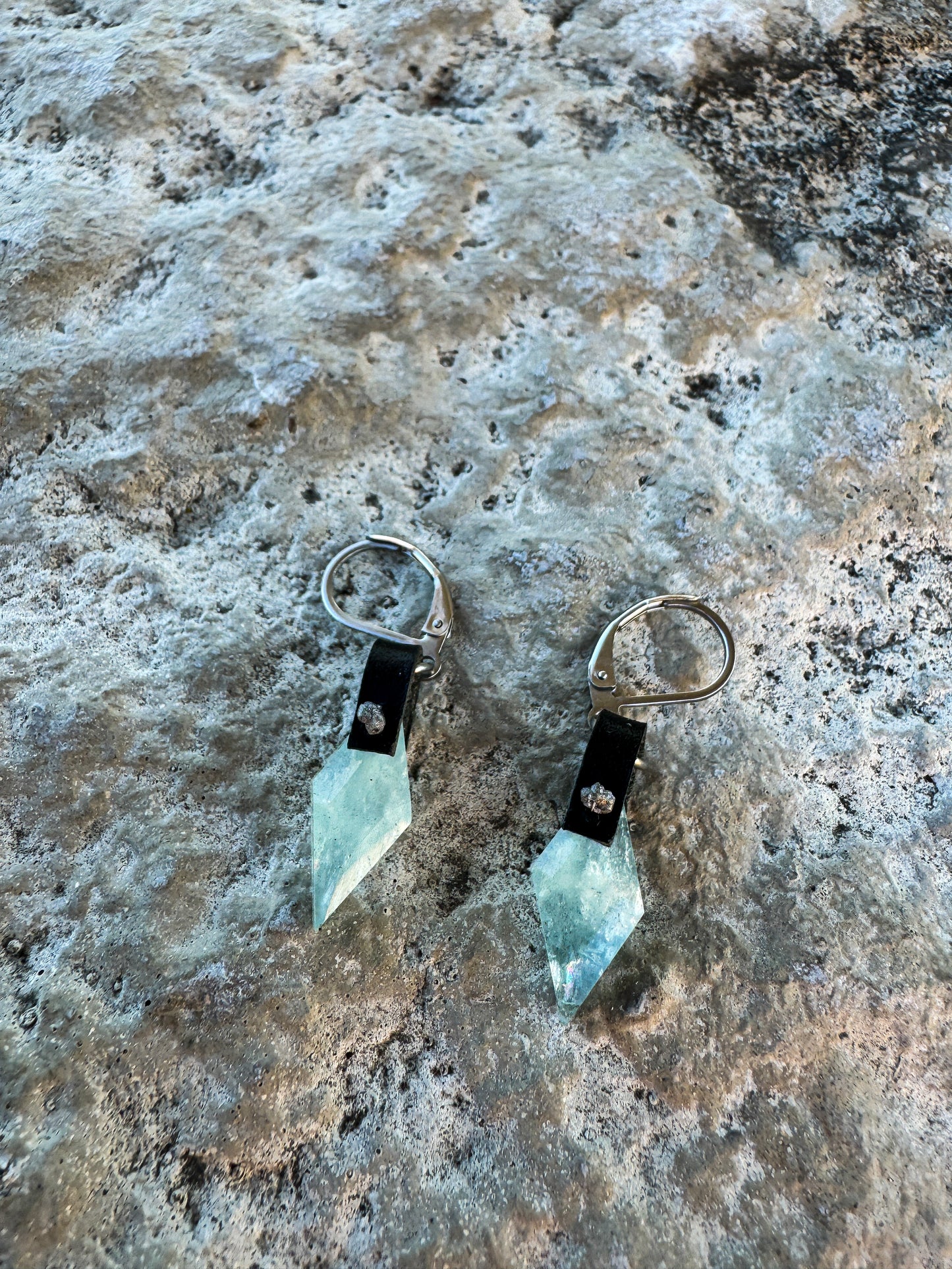 Elevated Aquamarine & Grey Diamond Kite Earrings (OOAK)