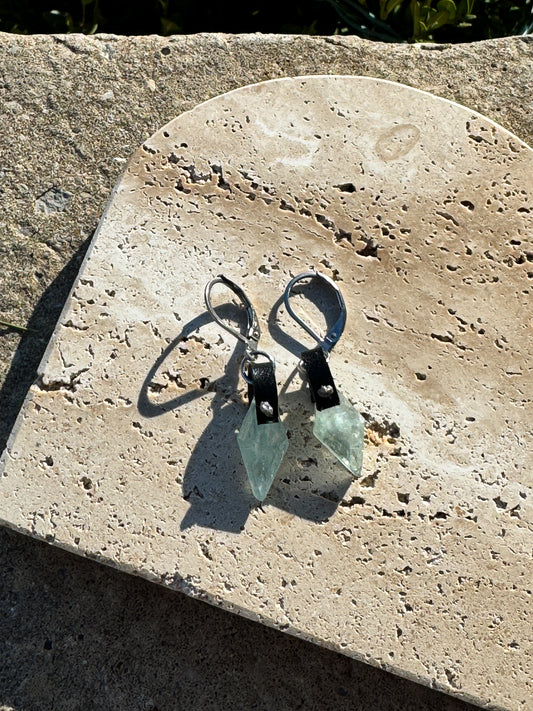 Elevated Aquamarine & Grey Diamond Kite Earrings (OOAK)