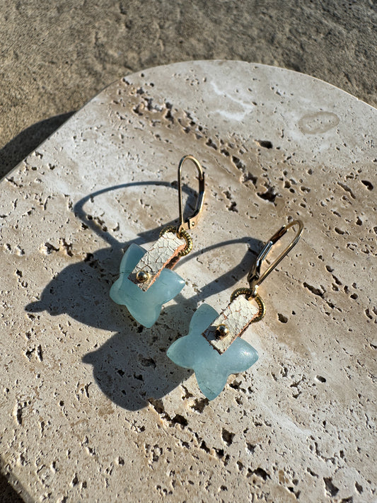 Aquamarine Butterfly Earrings (OOAK)
