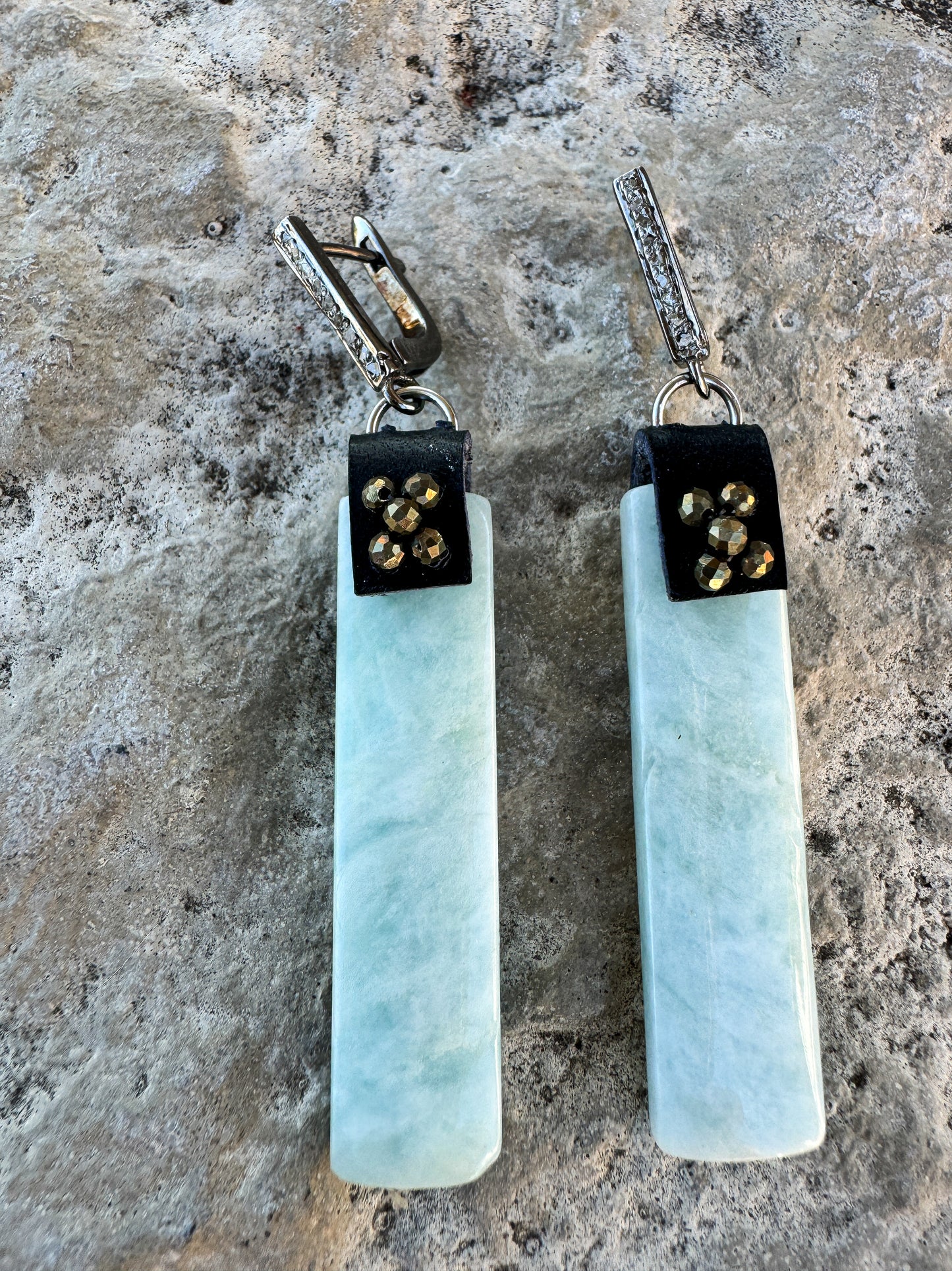 Serene as the Sea Aquamarine & Diamond Rectangular Drop Earrings (OOAK)