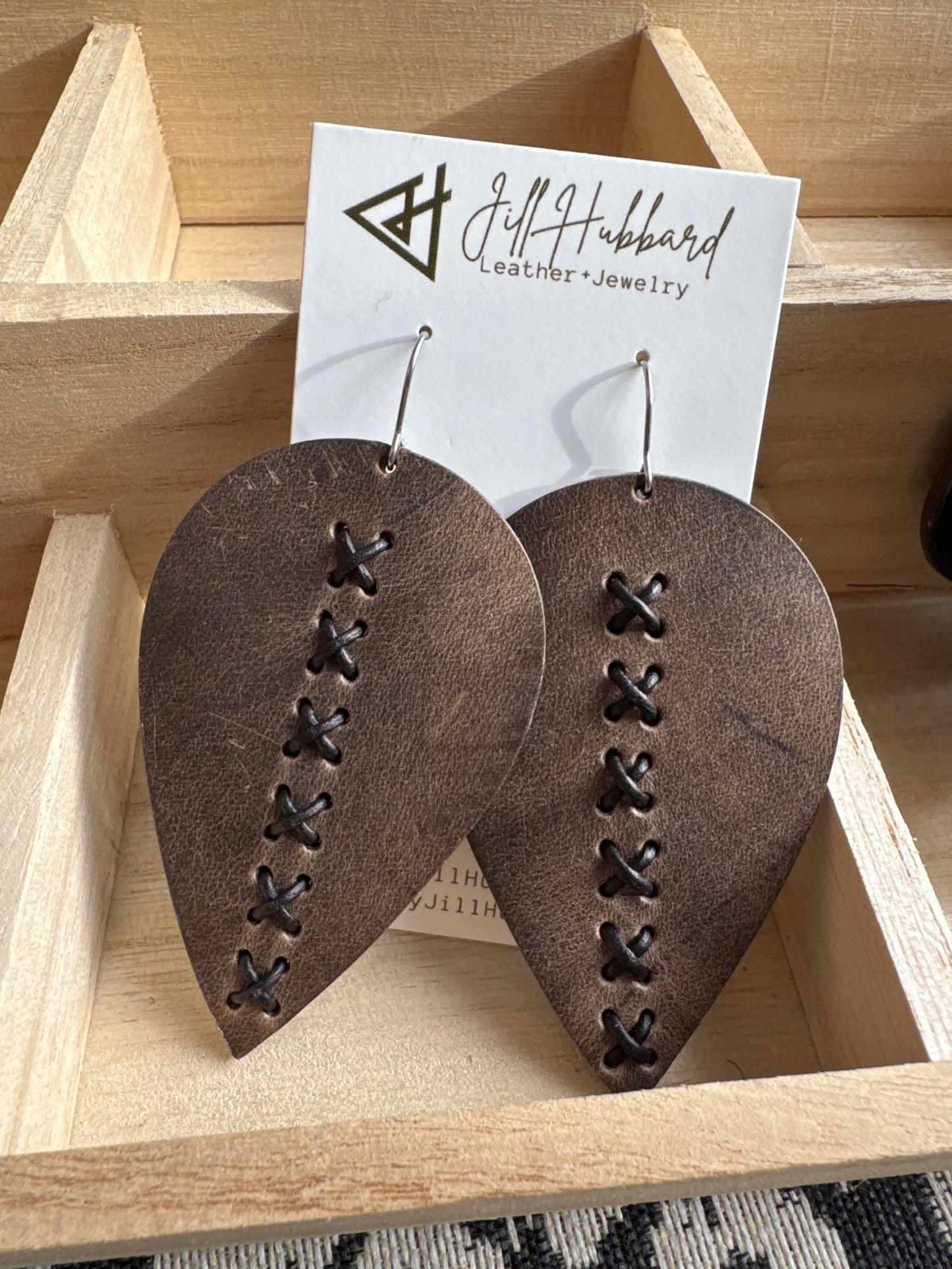 Laced Leaf Leather Earrings