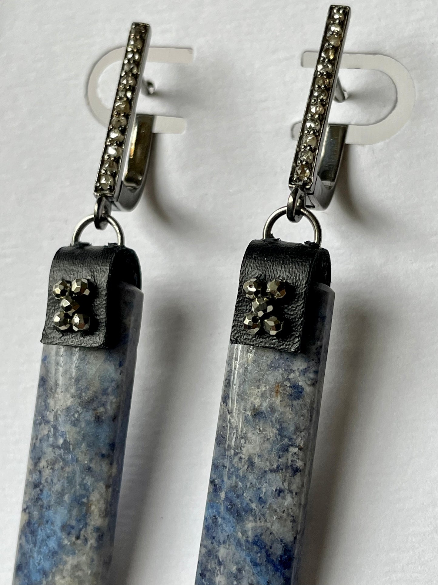 Dumortierite pave diamond Gemmie Earrings