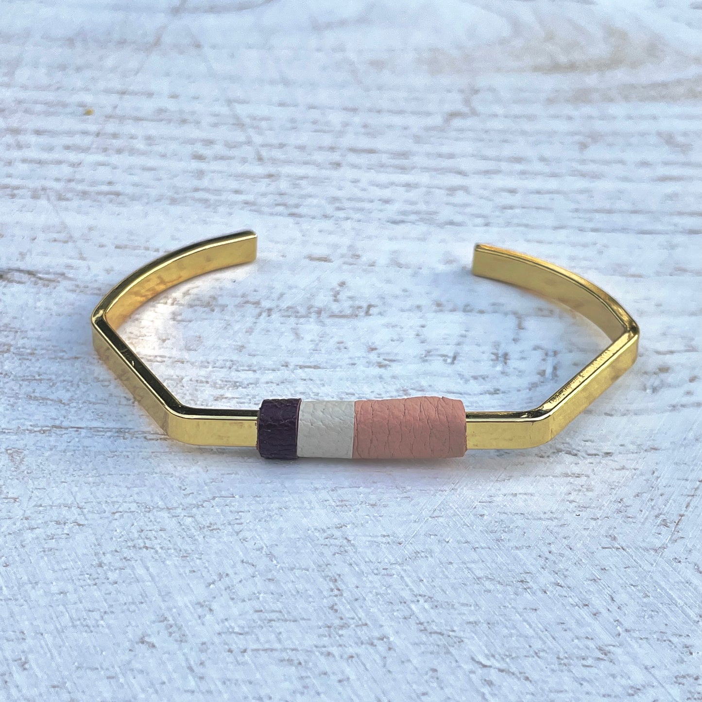 Color-Block leather bangle bracelet