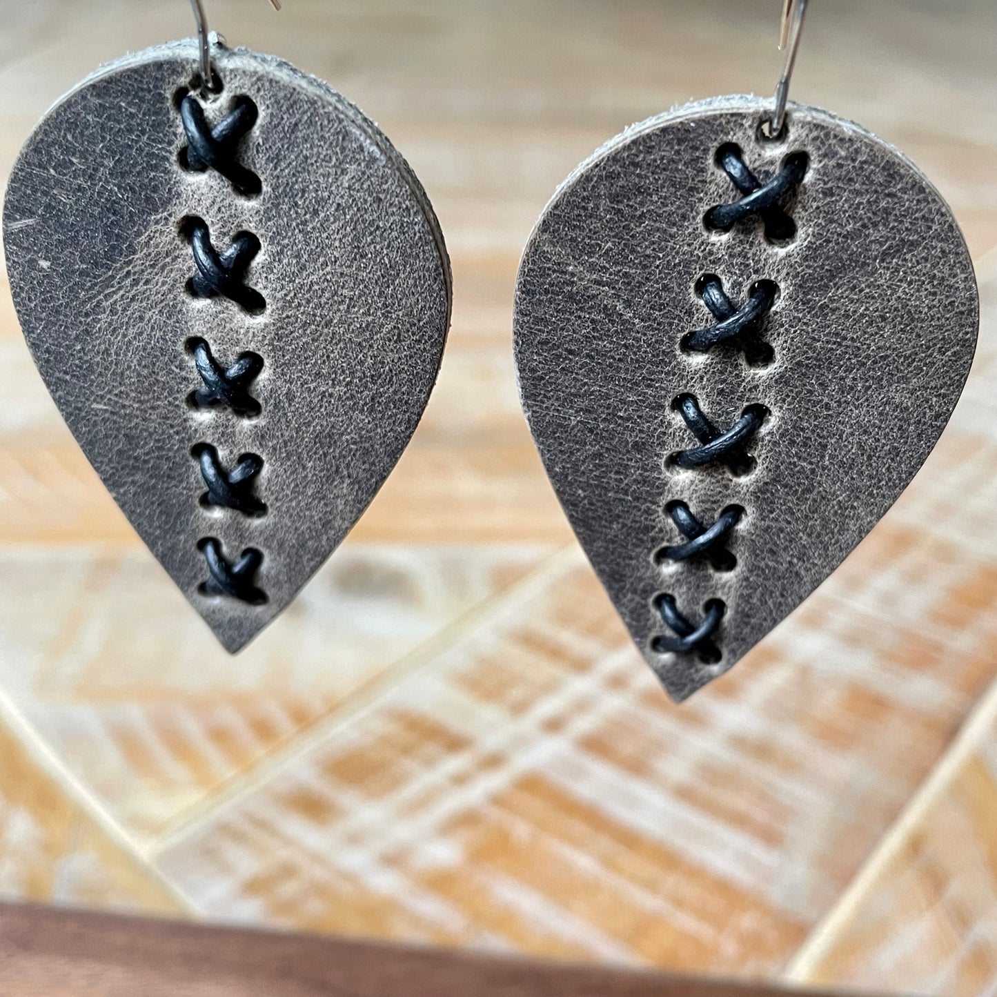 Laced Leaf Leather Earrings