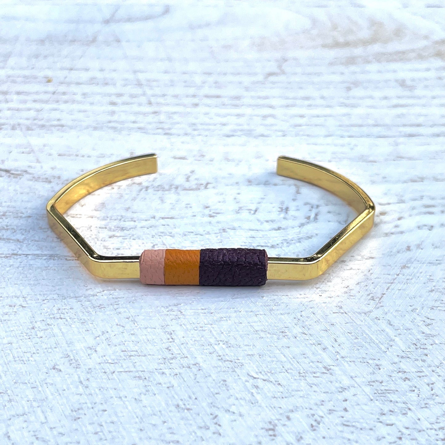 Color-Block leather bangle bracelet