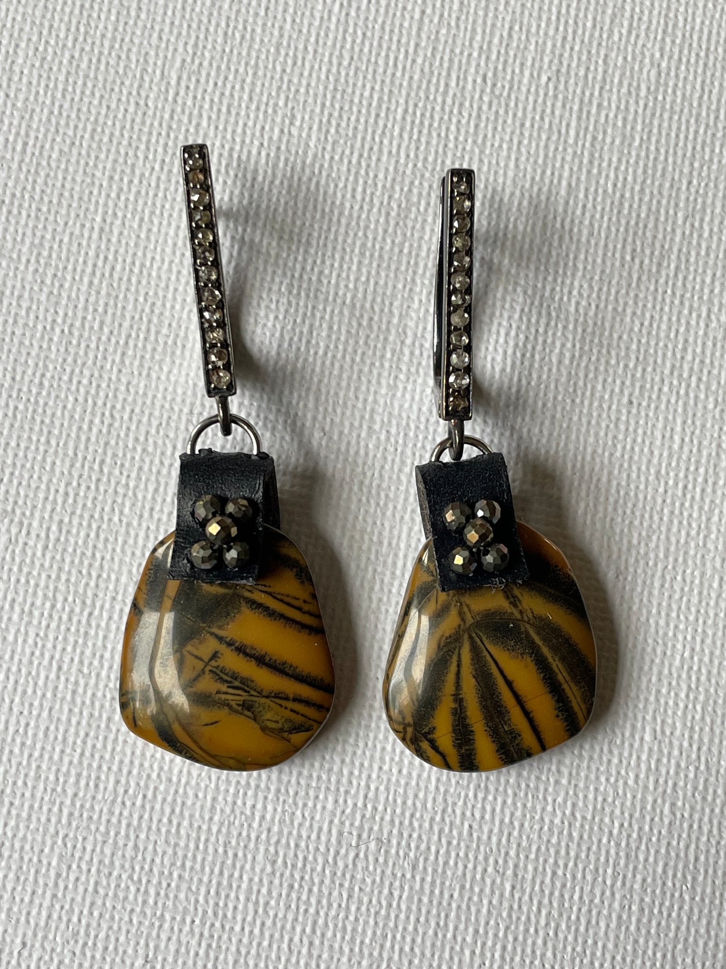 Utah Jasper and Pave Diamond OOAK (one of a kind) Earrings