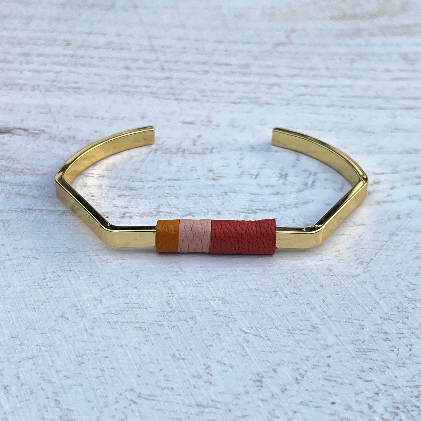 Color-Block leather bangle bracelet