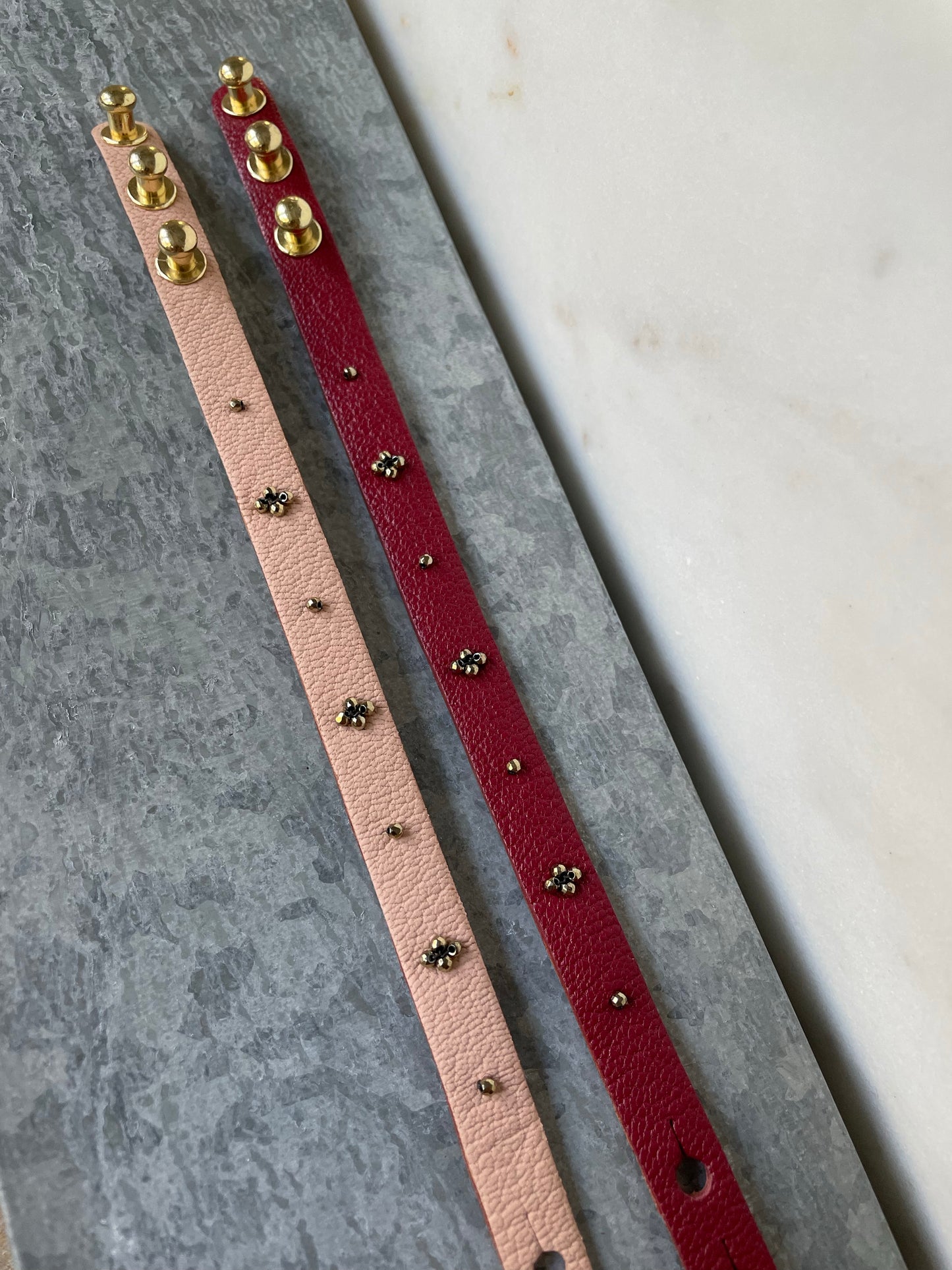 JOY Stacking Bracelet - blush and crimson colors