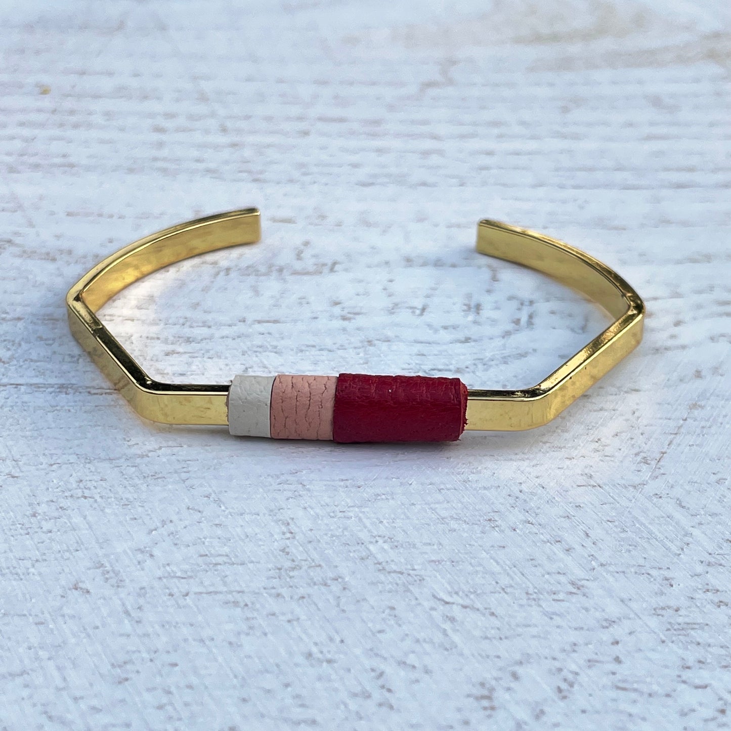 Color-Block leather bangle bracelet