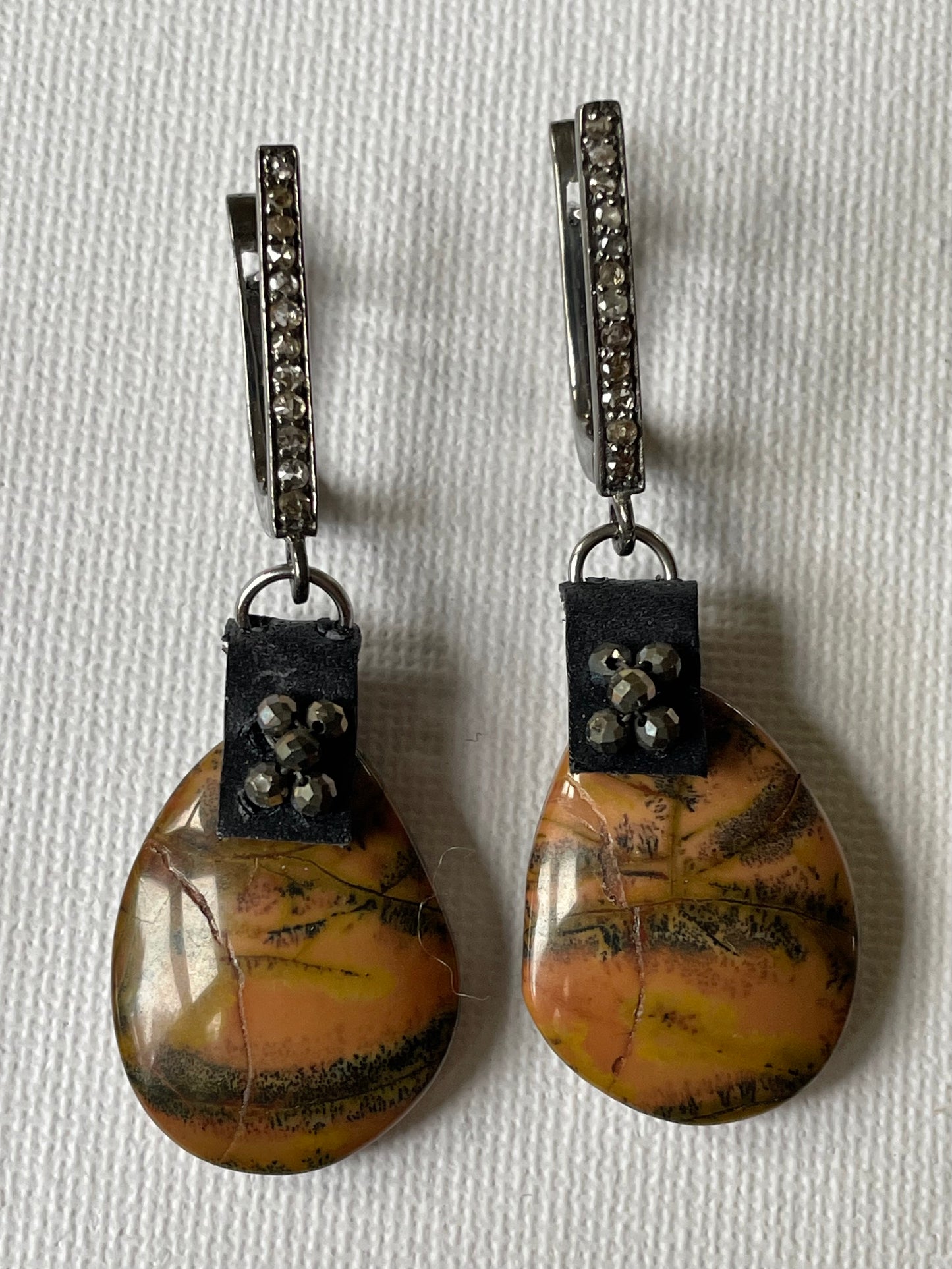 Utah Jasper and Pave Diamond OOAK (one of a kind) Earrings
