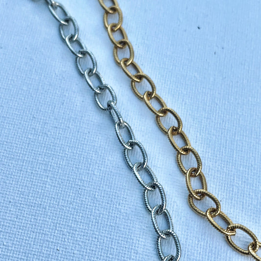 Large Cable Link Chain Necklace in 24K Gold- or Fine Silver-Plated