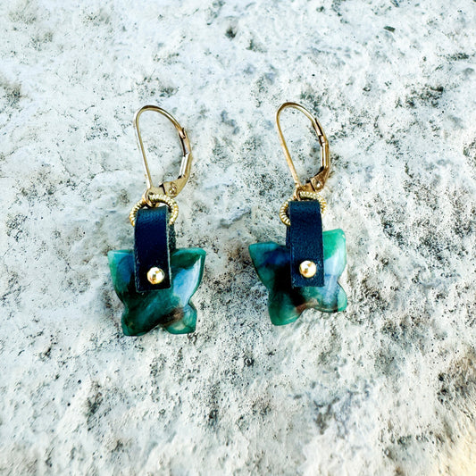 Emerald Butterfly Gemstone Earrings - one of a kind (OOAK)