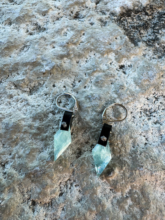 Elevated Aquamarine & Grey Diamond Kite Earrings (OOAK)