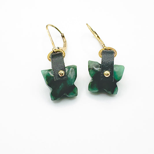 Emerald Butterfly Gemstone Earrings - one of a kind (OOAK)