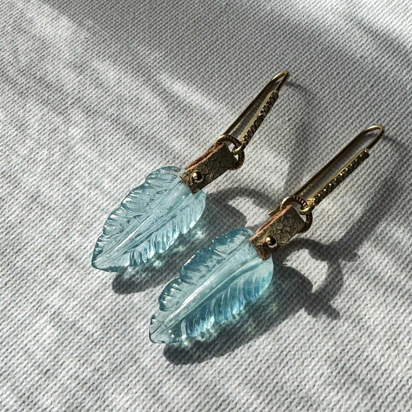 Enchanting Aquamarine and Diamond Leaf Earrings (OOAK)