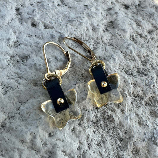 Citrine Butterfly Gemstone Earrings - one of a kind (OOAK)