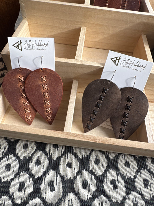 Laced Leaf Leather Earrings