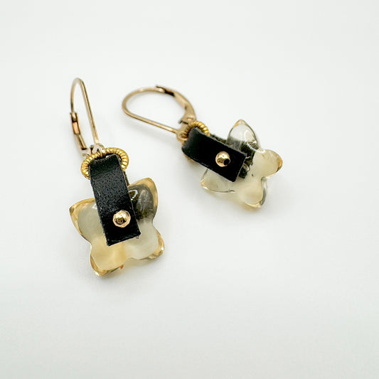 Citrine Butterfly Gemstone Earrings - one of a kind (OOAK)