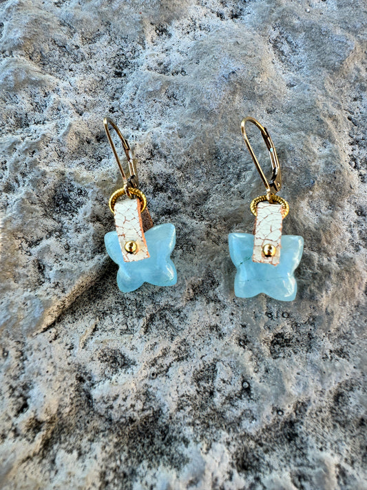 Aquamarine Butterfly Earrings (OOAK)