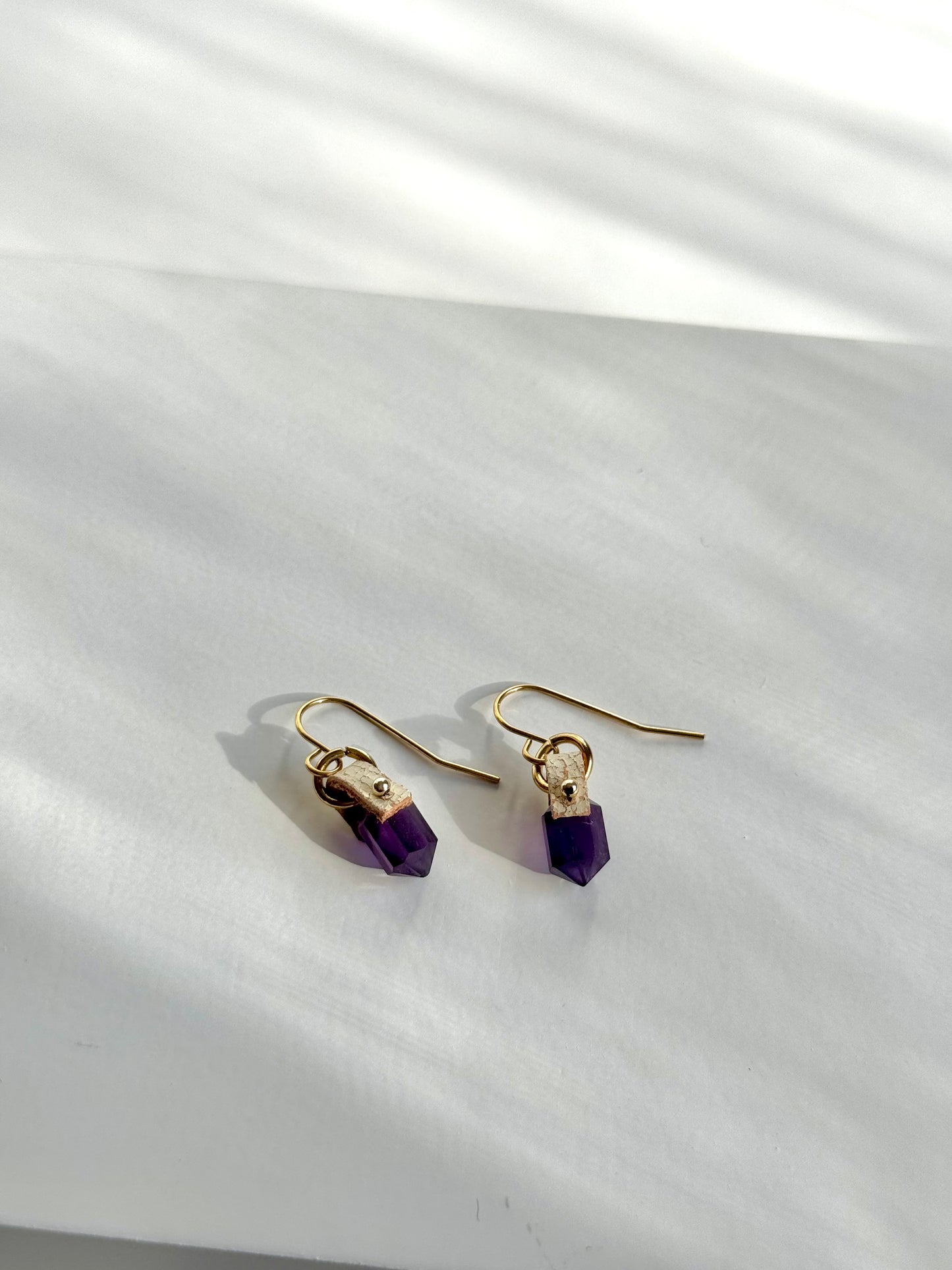 Natural Balance - Petite Purple Amethyst Double Terminated Gemstone Earrings