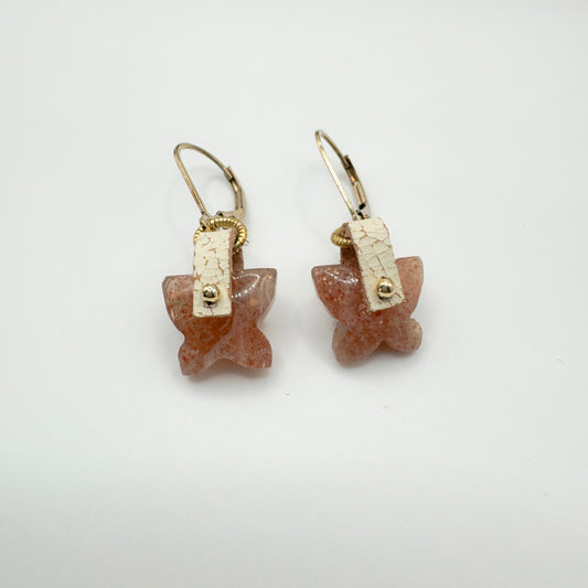 Sunstone Butterfly Gemstone Earrings - one of a kind (OOAK)