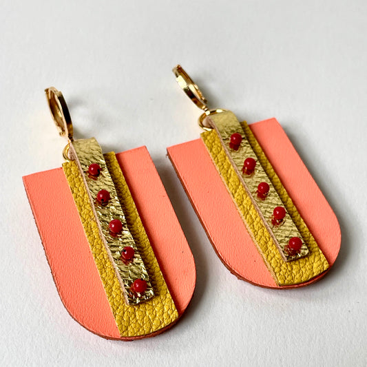 "The Golden Hour" Leather Dangle Earrings