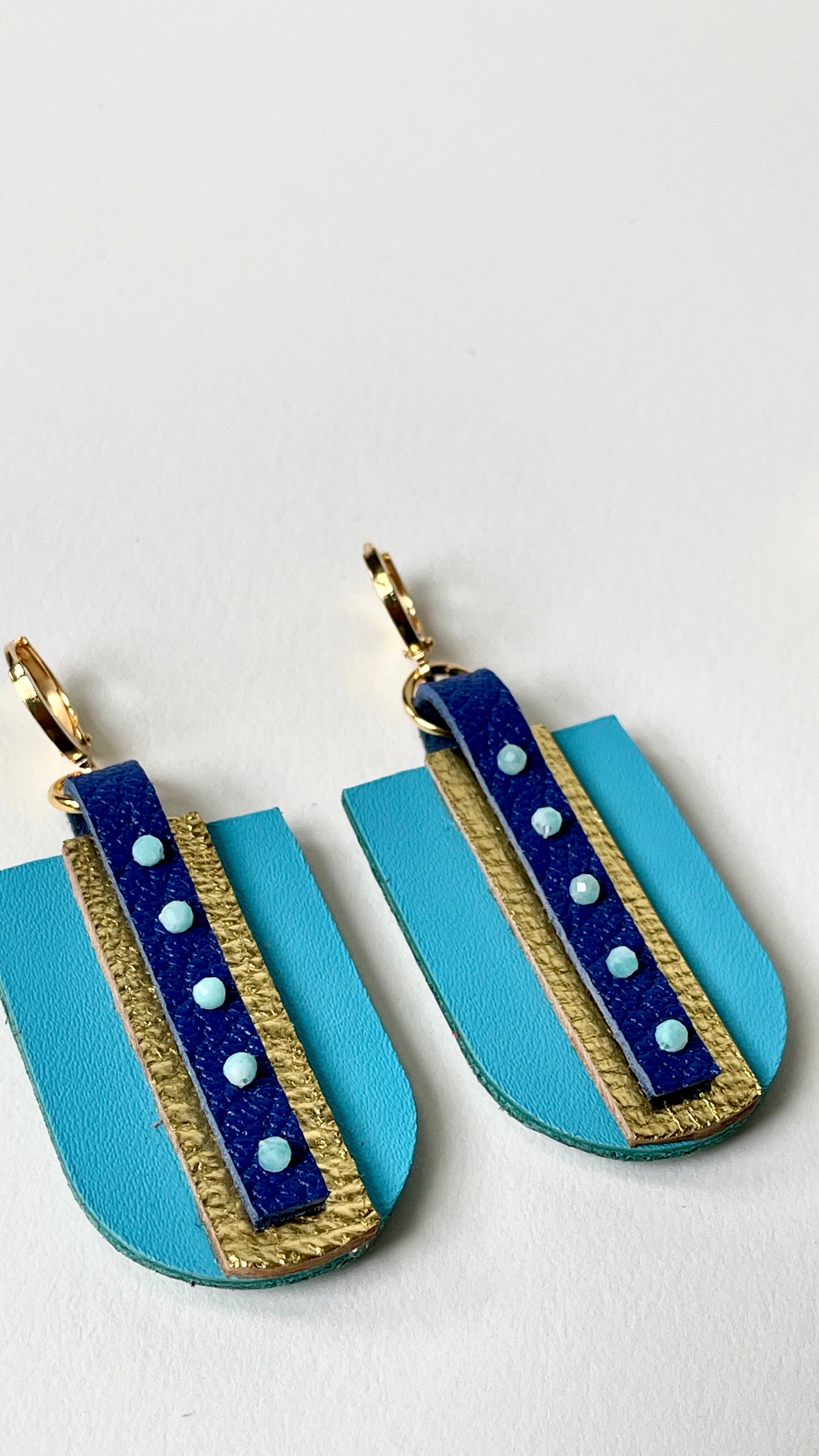 "Caribbean Blues" Leather Dangle Earrings