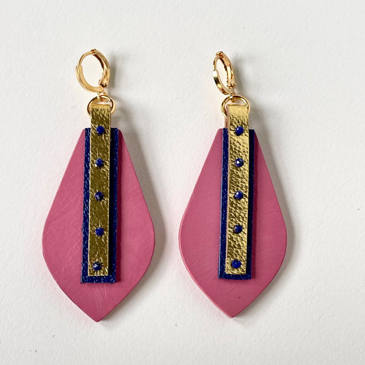 "Malibu Dream House" Leather Feather Dangle Earrings