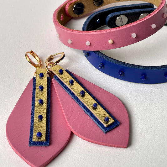 "Malibu Dream House" Leather Feather Dangle Earrings