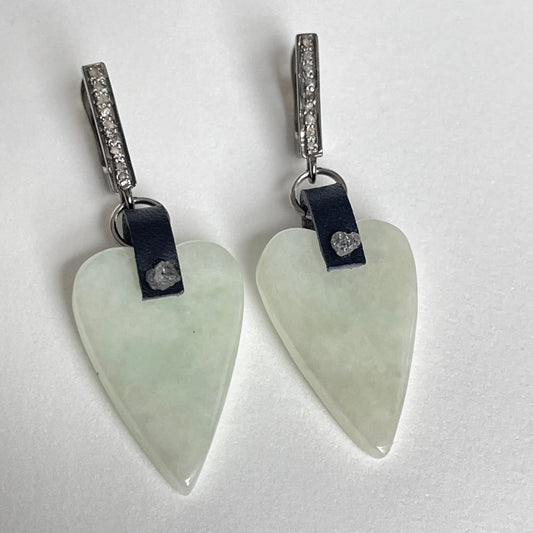 Jade and diamond drop earrings