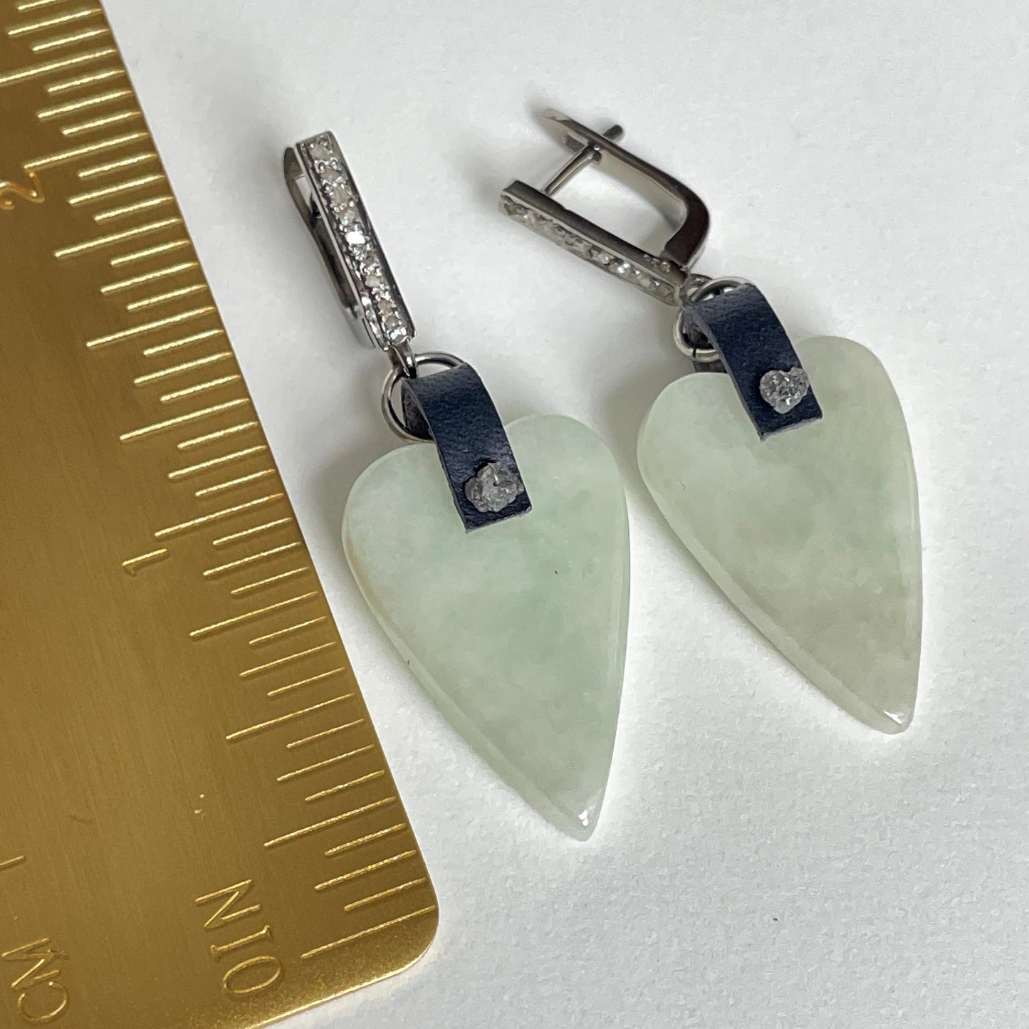 jade and diamond heart earrings