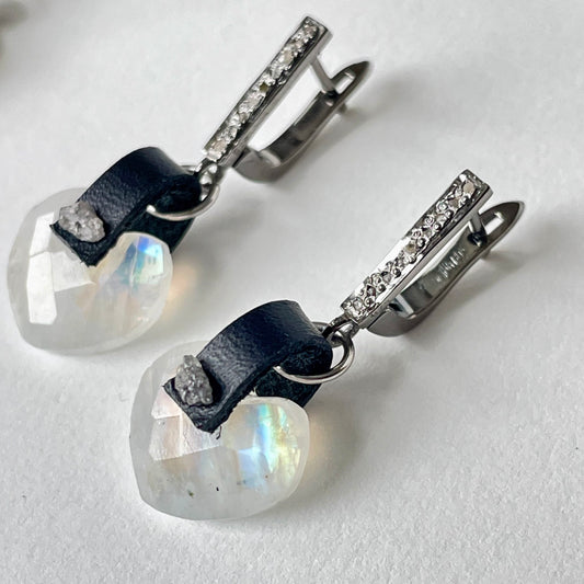 Rainbow moonstone earrings