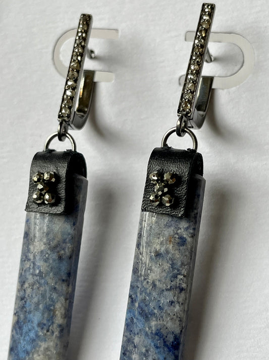 Dumortierite pave diamond Gemmie Earrings