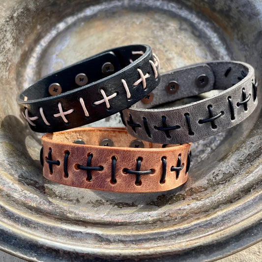 Balance thin leather bracelet