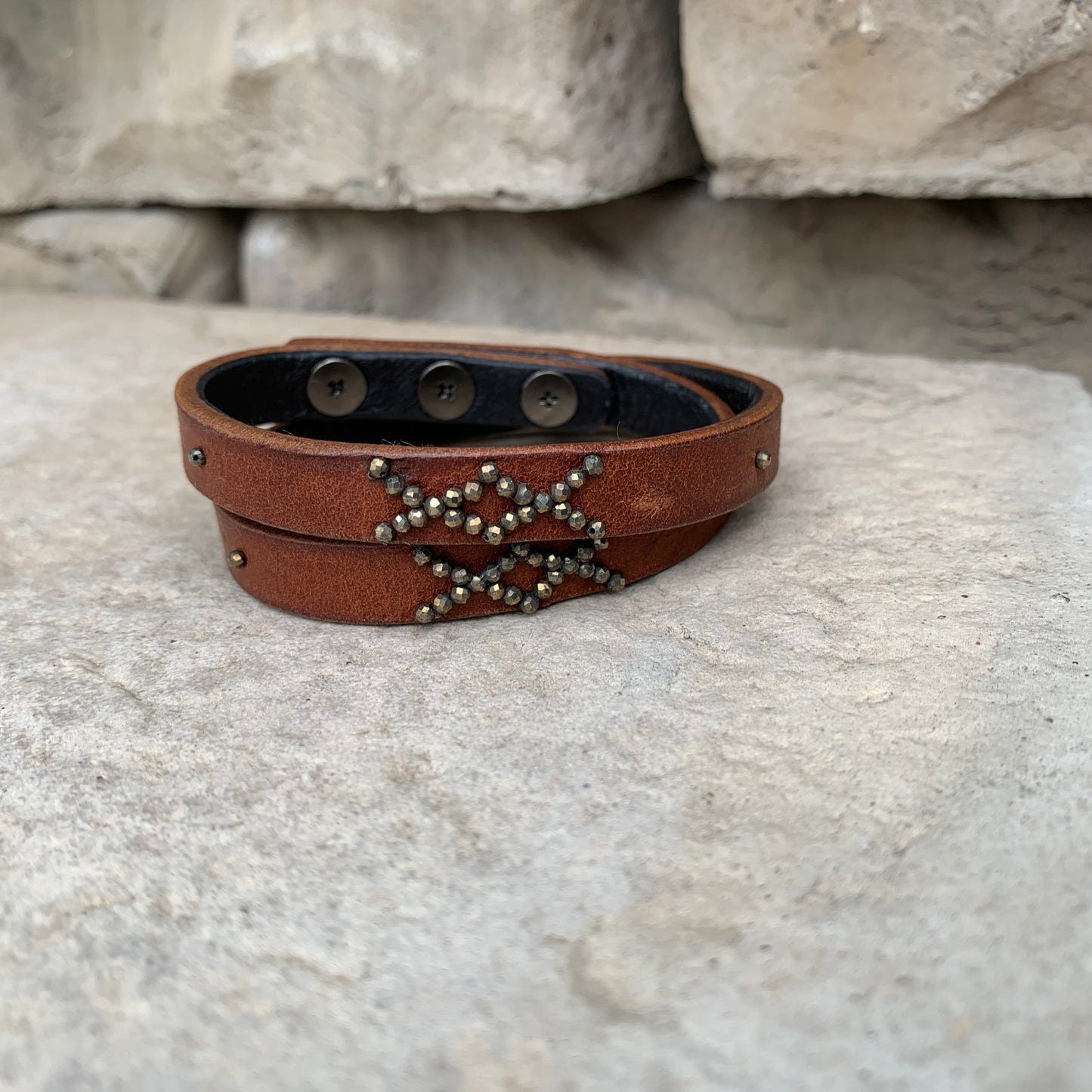 Grit Stacking Leather Bracelet Where There's A Will There's A Way Chestnut Brown