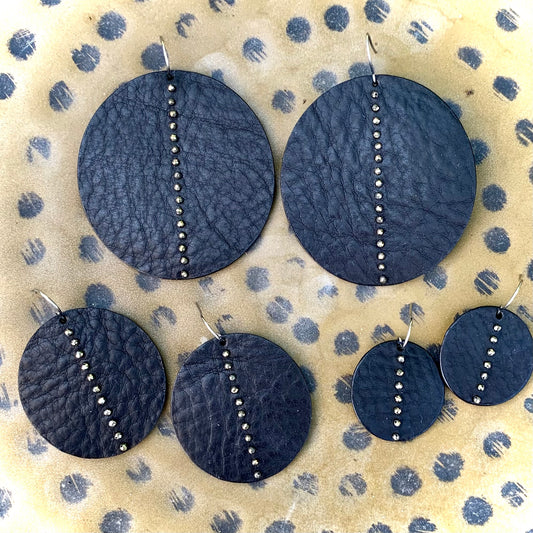 NEW MOON Leather and Gemstone Earrings