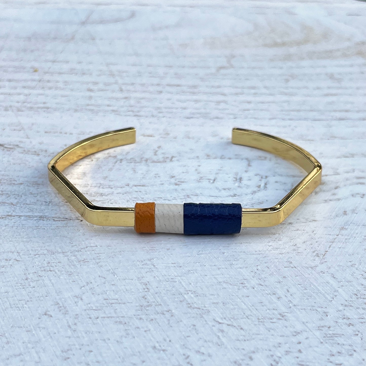 Color-Block leather bangle bracelet