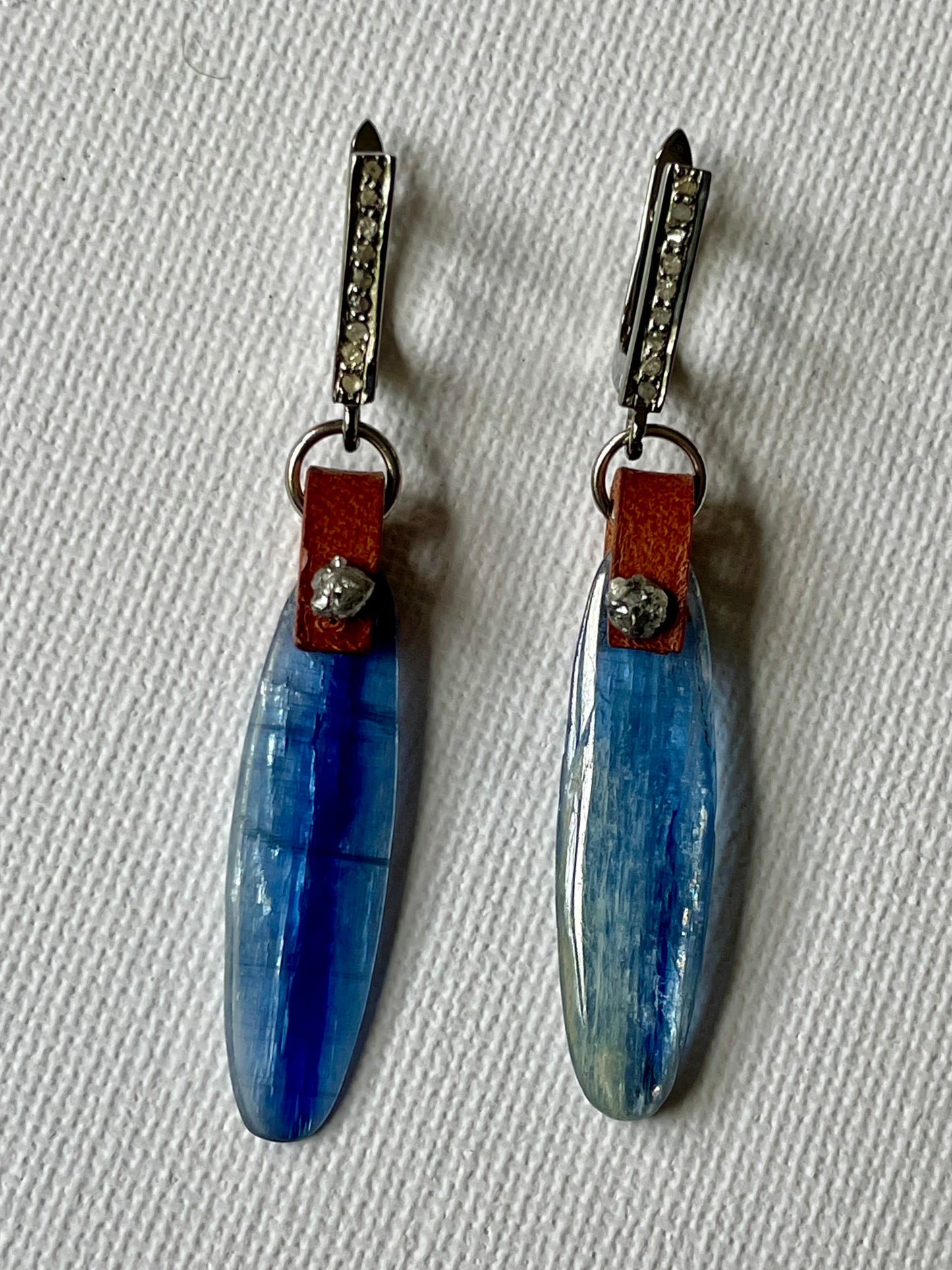 Kyanite and Diamond OOAK (one of a kind) Earrings