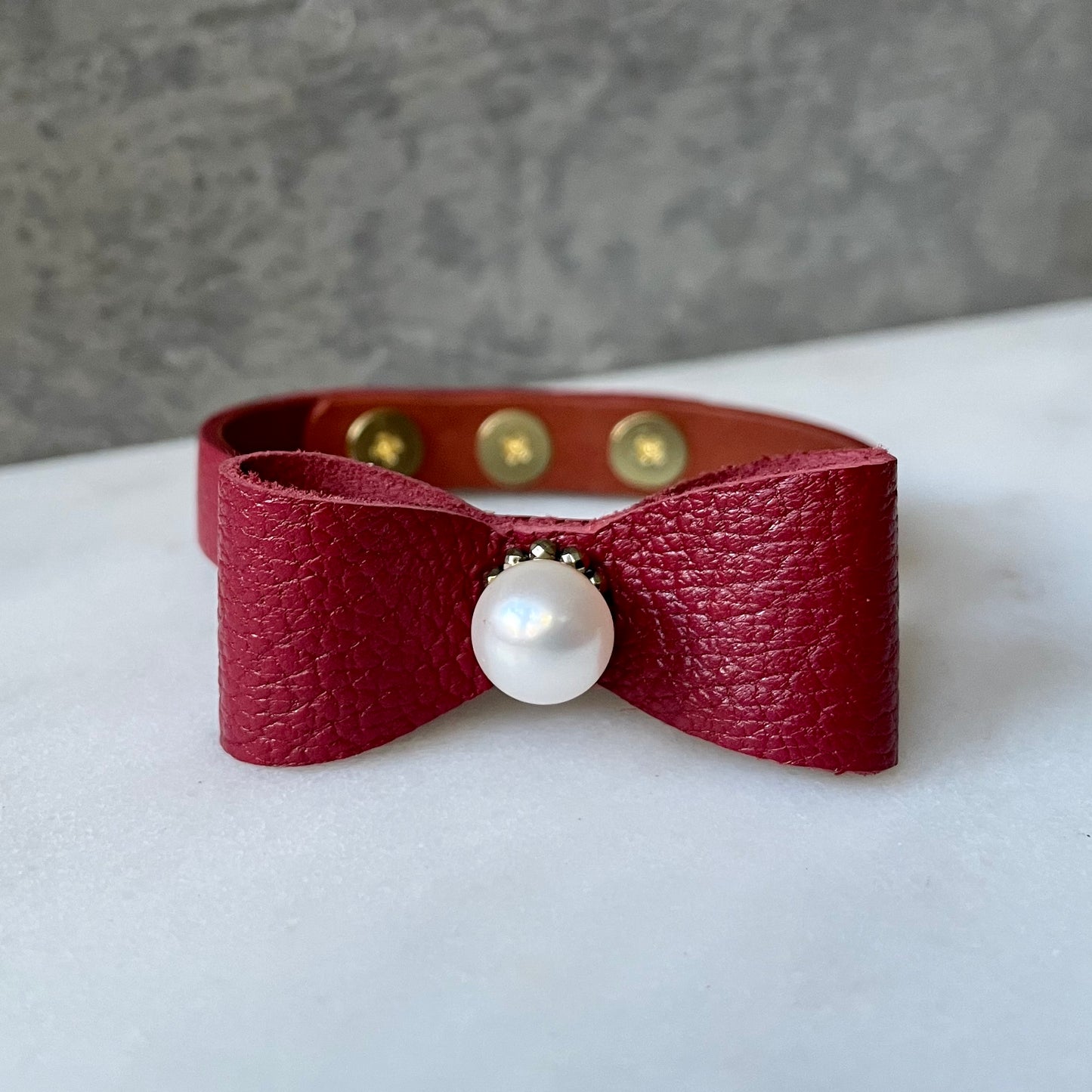 BESTOW with A Pearl Leather Bow Stacking Bracelet