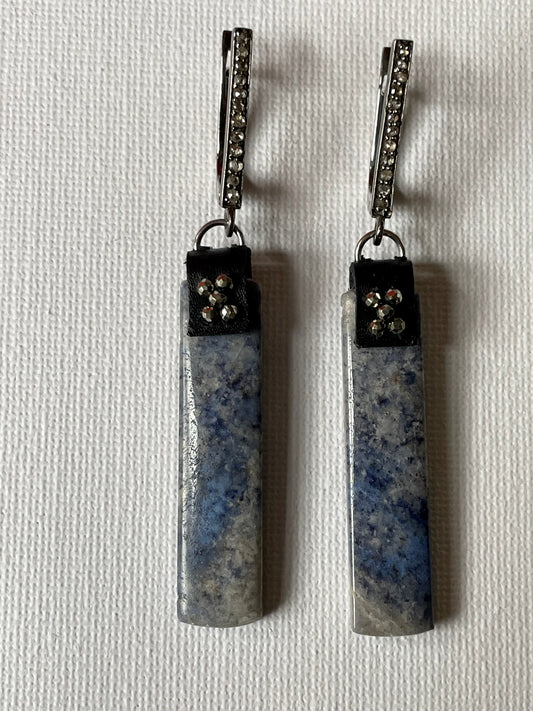 Dumortierite pave diamond Gemmie Earrings