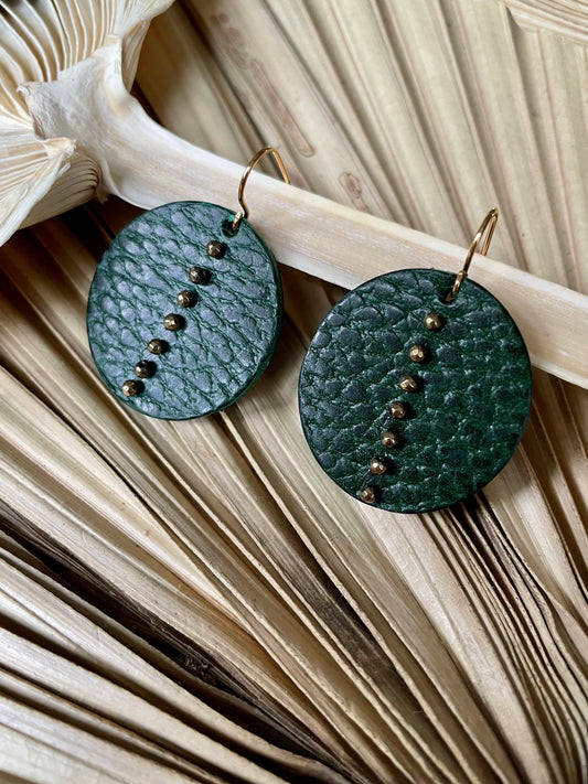 MOON Leather and Gemstone Earrings