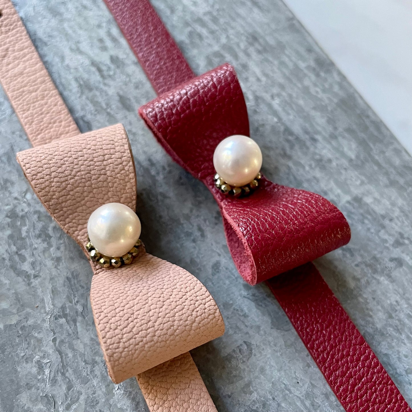 BESTOW with A Pearl Leather Bow Stacking Bracelet