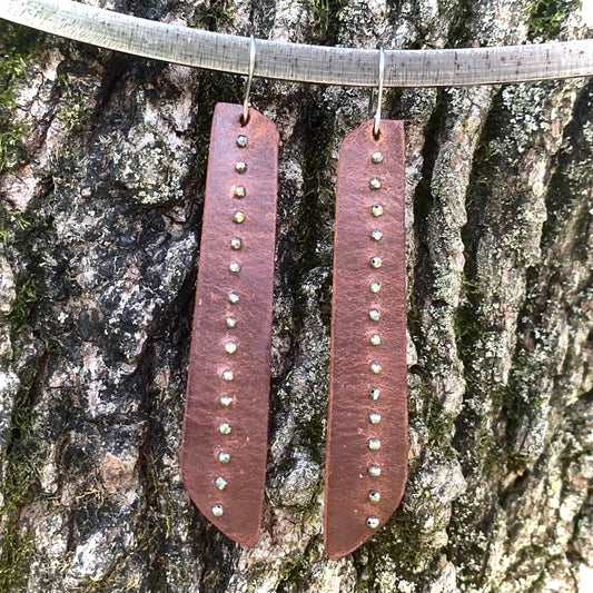 ALTITUDE: long, angular and lean leather and gemstone earrings