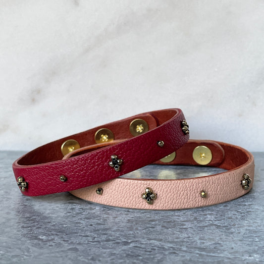 JOY Stacking Bracelet - blush and crimson colors