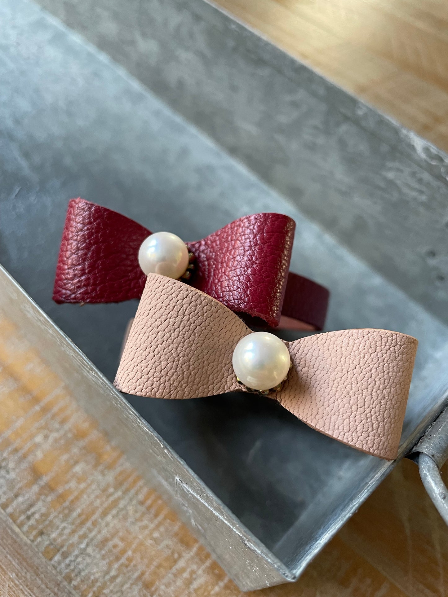 BESTOW with A Pearl Leather Bow Stacking Bracelet