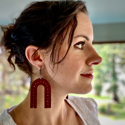 HESTIA ARCHES Diamond and Leather Earrings