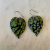 Green with metallic purple print and silver ear wires