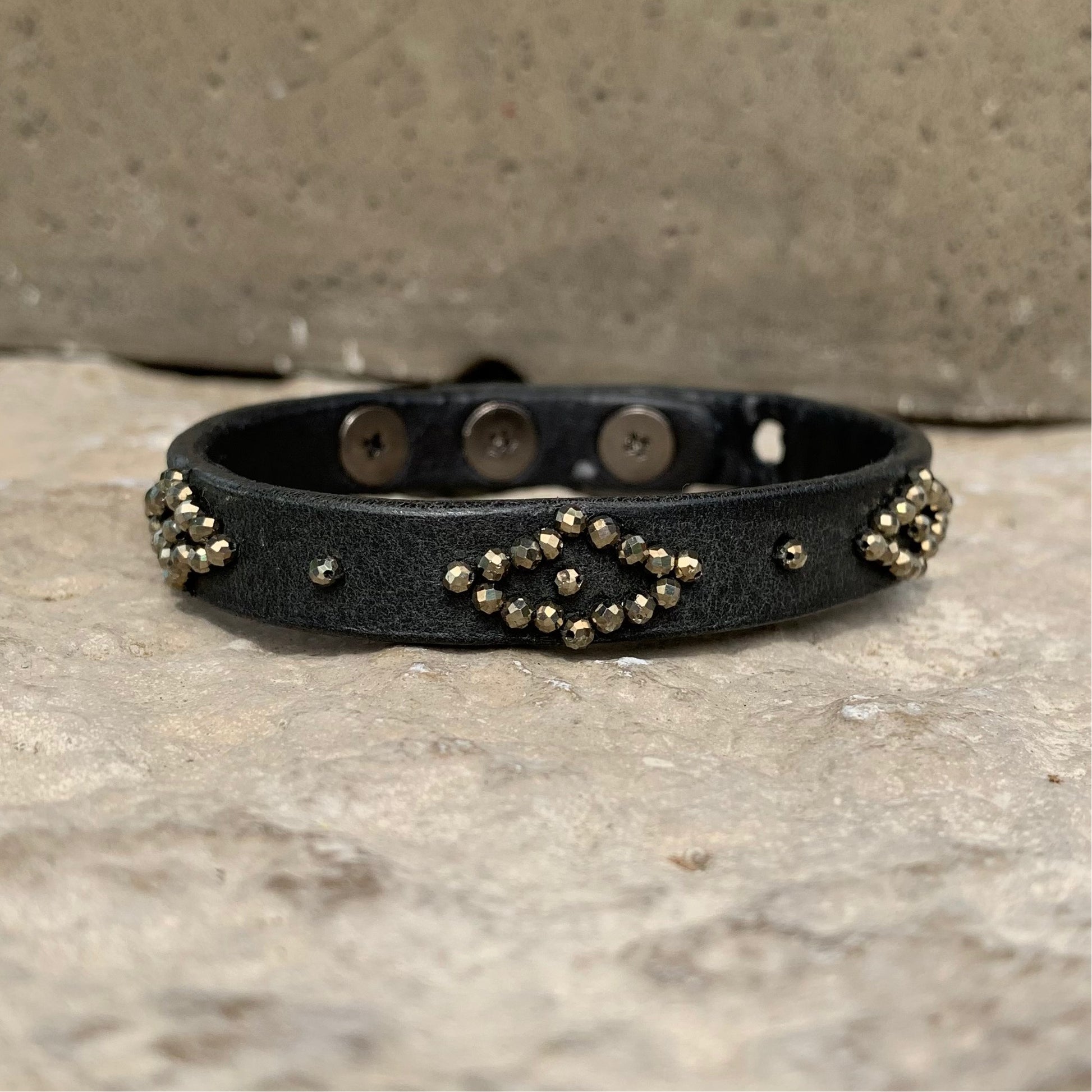 Womens leather studded bracelet-