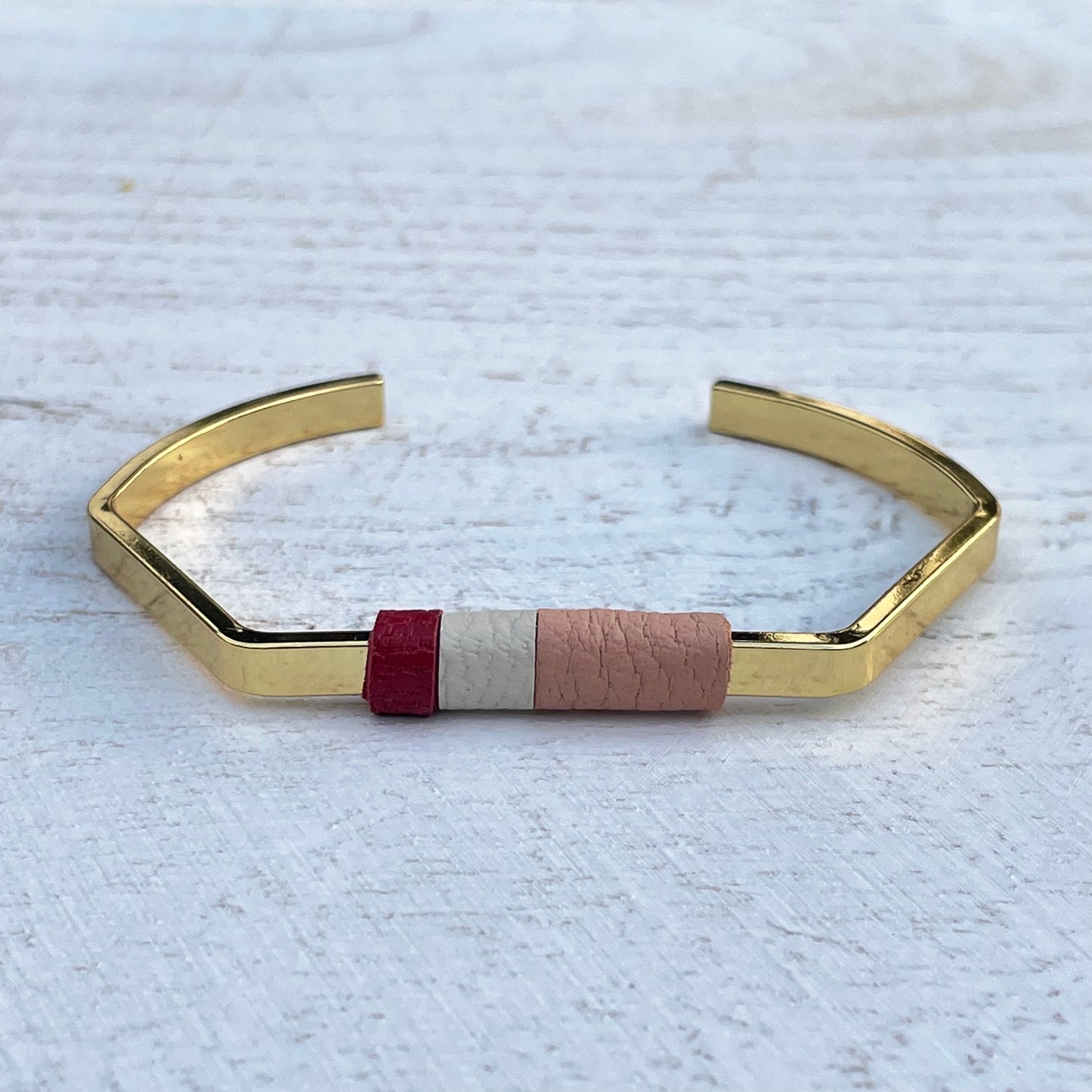 Color-Block leather bangle bracelet