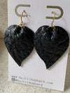Black print leather with gold ear wires